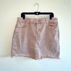 Light pink denim mini skirt